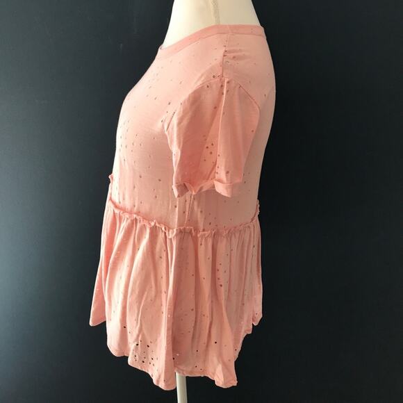 Babydoll Distressed Top Short Sleeve Pink [LAST 2] - Picture 4 of 7